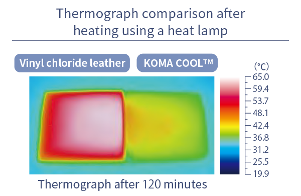 Thermograph comparison after heating using a heat lamp
